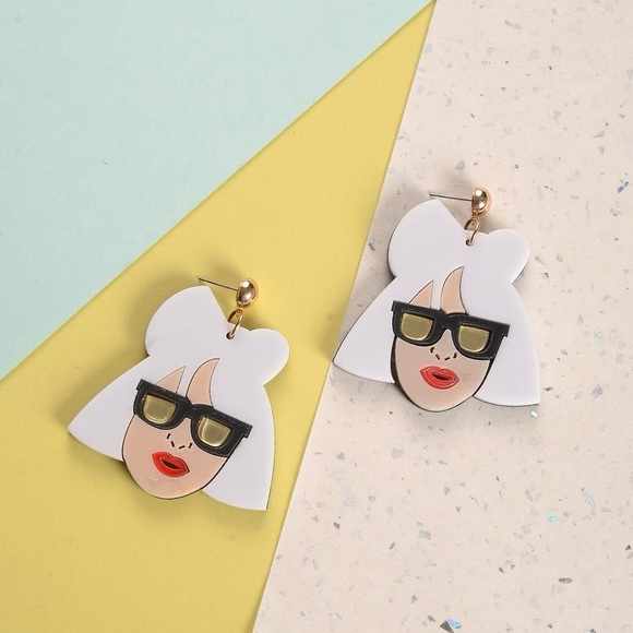 Lady Gaga Bad Romance Acrylic Earrings Cosplay Statement Y2k Jewelry - Picture 5 of 7
